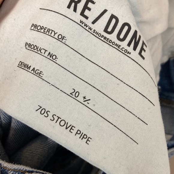 Re/Done 70s Stove Pipe Jeans Size 27 (fits like 25) Light Stone Raw Hem Straight - Picture 4 of 5